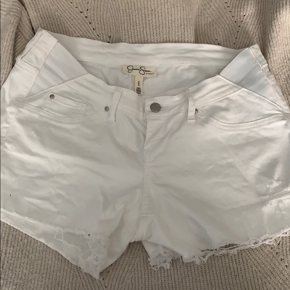 Jessica Simpson distressed maternity shorts